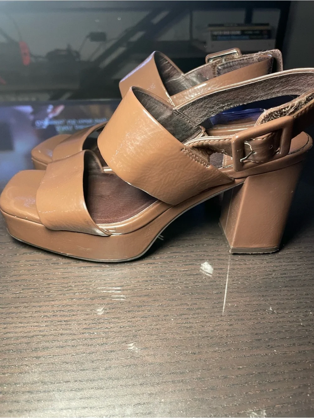 Jeffrey Campbell Platform Block Heel Sandals Brown - Women's Strappy Heels 6.5